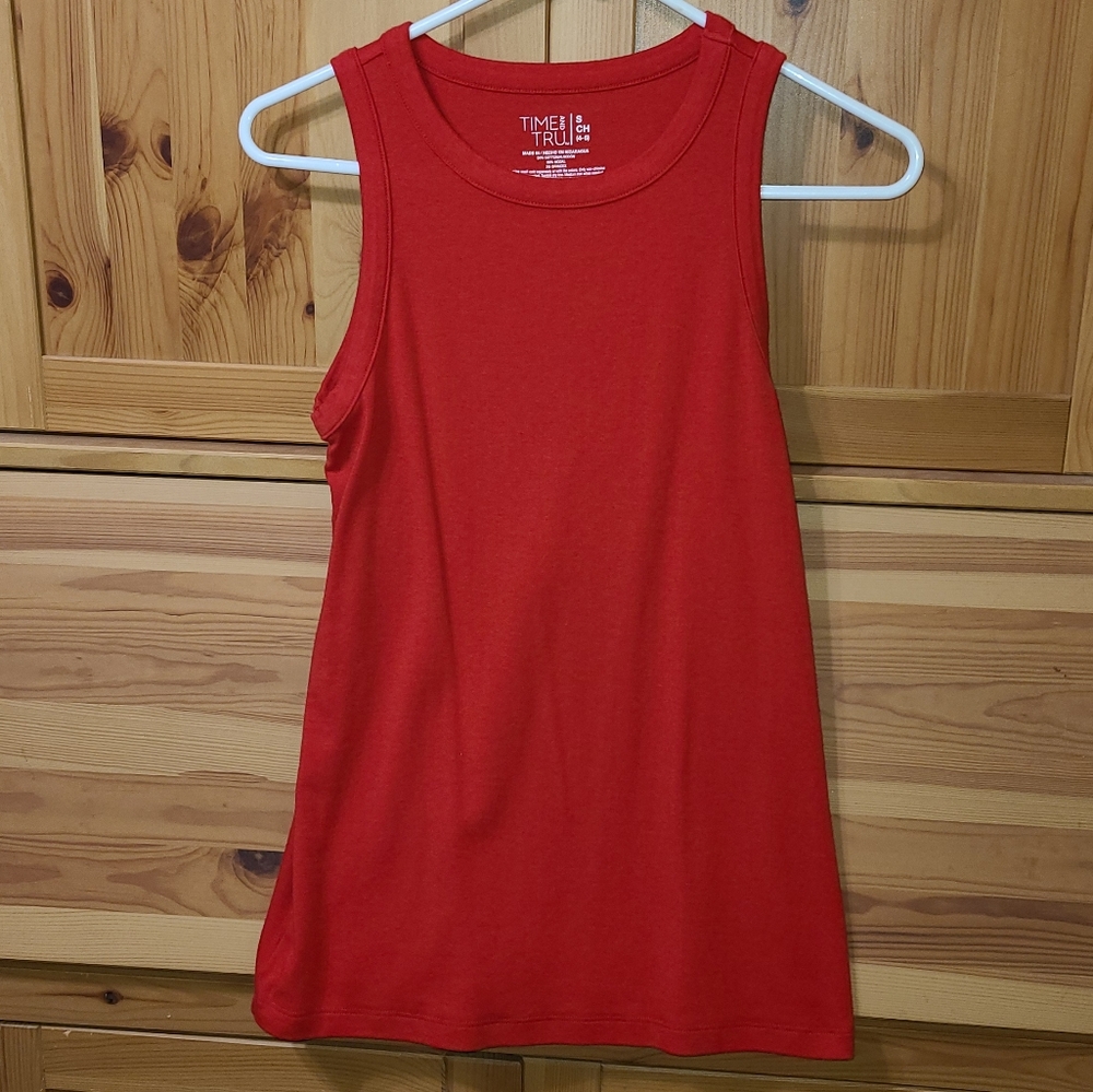 Red Cotton Blend Tank Top - S